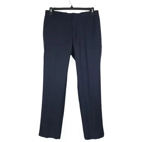 Alfani Mens Slim Fit 2 Piece Tuxedo Suit 40R 30x30 Navy Stretch Diamond Grid NWT